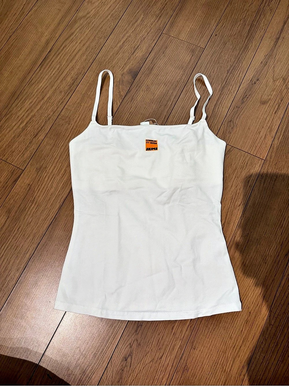 SKIMS X COMMUNITY GOODS white cotton jersey scoop neck cami
